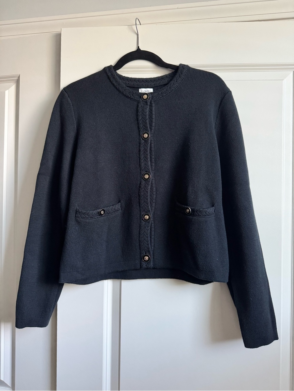 New With Tags Women’s J. Crew Black Button-Front Crewneck Cardigan